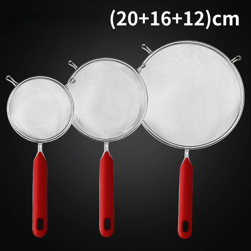 1pc/3pc Fine Mesh Strainer, Flour Sifter, Stainless Steel Sieve, Kitchen Gadgets, Home Kitchen Items