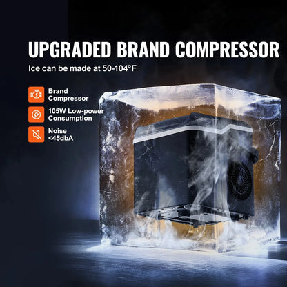 VEVOR Countertop Ice Maker, Self-Cleaning Portable Ice Maker with Ice Scoop and Basket, Ice Machine with 2 Sizes Bullet Ice