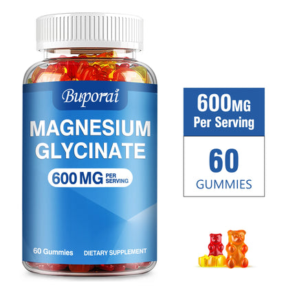 Magnesium Glycinate Gummies - for Relaxation, Cognition & Sleep Quality, Supports Nerve & Bone & Muscle Health - 60 Gummies