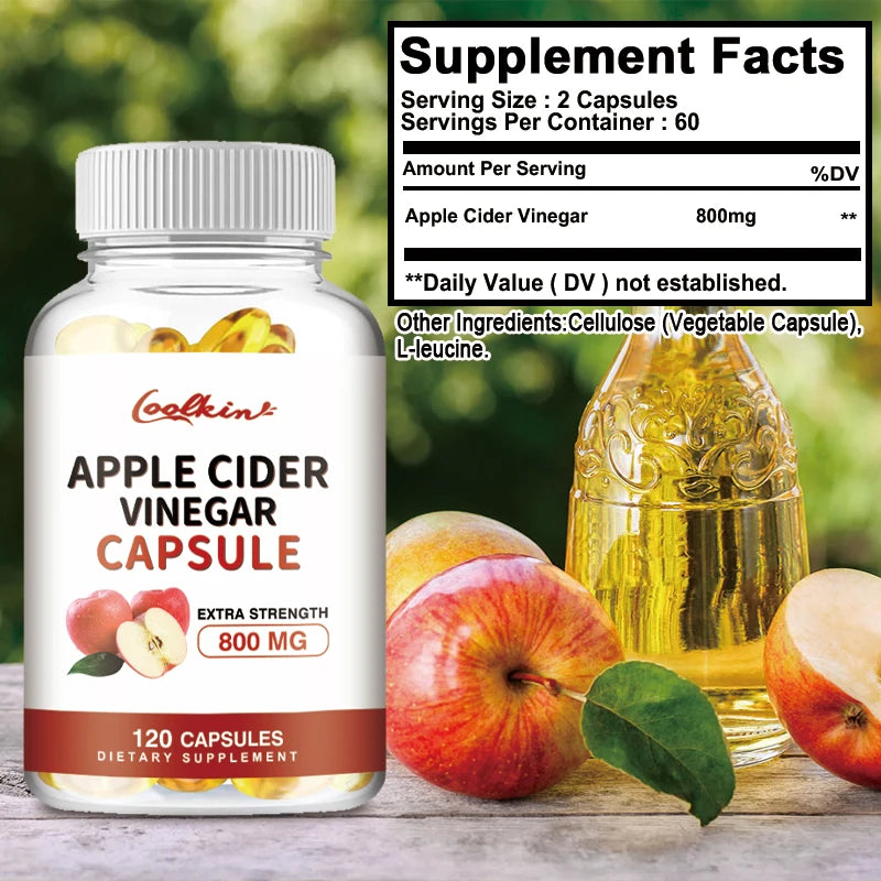 Apple Cider Vinegar - Weight Management, Metabolism Boost, Fat Burning, Appetite Suppressant, Detoxification - 120 Capsules