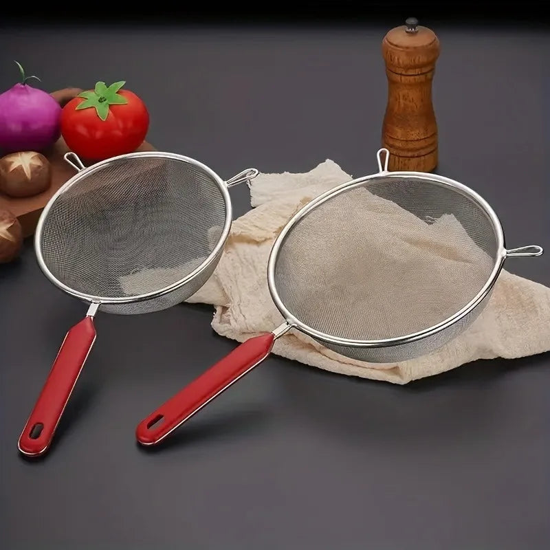 1pc/3pc Fine Mesh Strainer, Flour Sifter, Stainless Steel Sieve, Kitchen Gadgets, Home Kitchen Items
