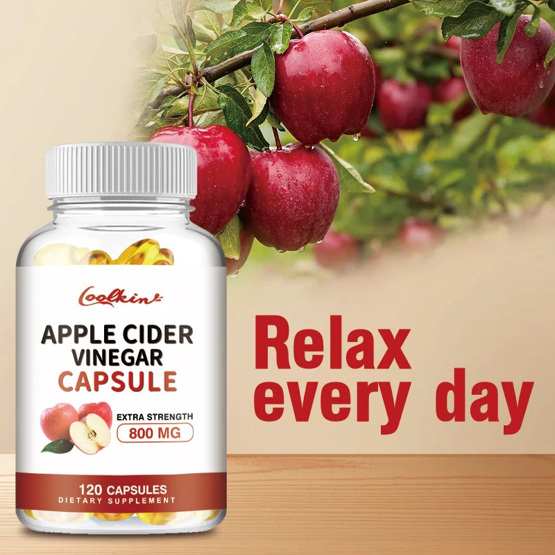 Apple Cider Vinegar - Weight Management, Metabolism Boost, Fat Burning, Appetite Suppressant, Detoxification - 120 Capsules
