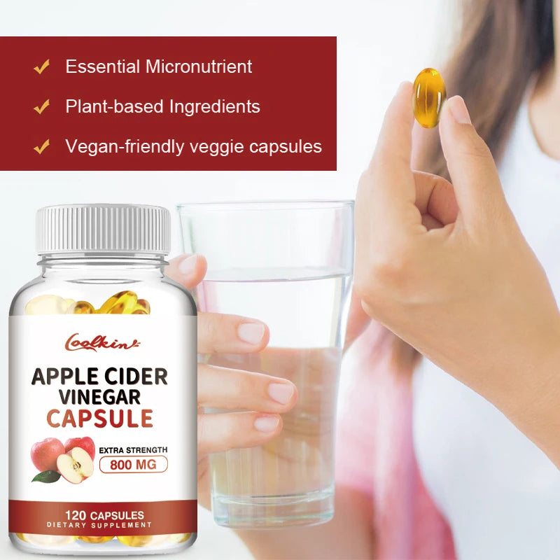Apple Cider Vinegar - Weight Management, Metabolism Boost, Fat Burning, Appetite Suppressant, Detoxification - 120 Capsules