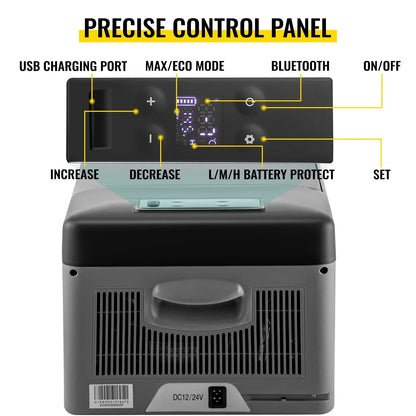 VEVOR 15L Mini Car Fridge Refrigerator Freezer 12V/24V DC 110-240V AC 45W Portable Cooler for Camping Picnic Boating Caravan Bar