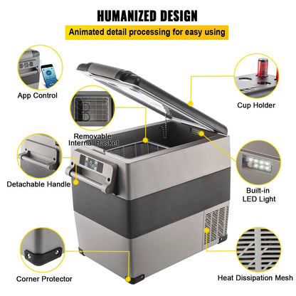 VEVOR 22L 35L 45L 55L Car Refrigerator Mini Fridge Freezer Portable Compressor Cooler 12/24V DC 110-240V Ice Box for Camping