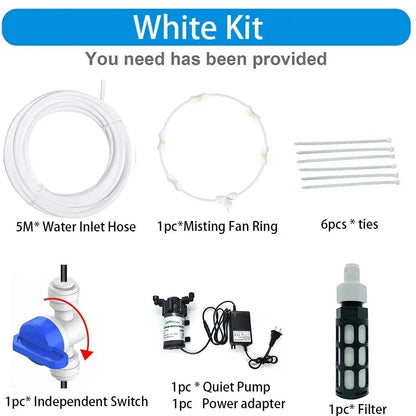 Free Shipping Portable Misting Kit For Fan with 5pcs Brass Sprinkler Nozzles and 1pc Mini Quiet Pump for Misting Cooling System