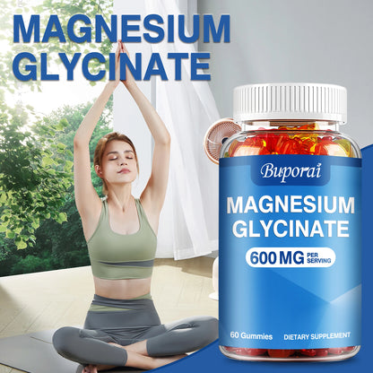 Magnesium Glycinate Gummies - for Relaxation, Cognition & Sleep Quality, Supports Nerve & Bone & Muscle Health - 60 Gummies
