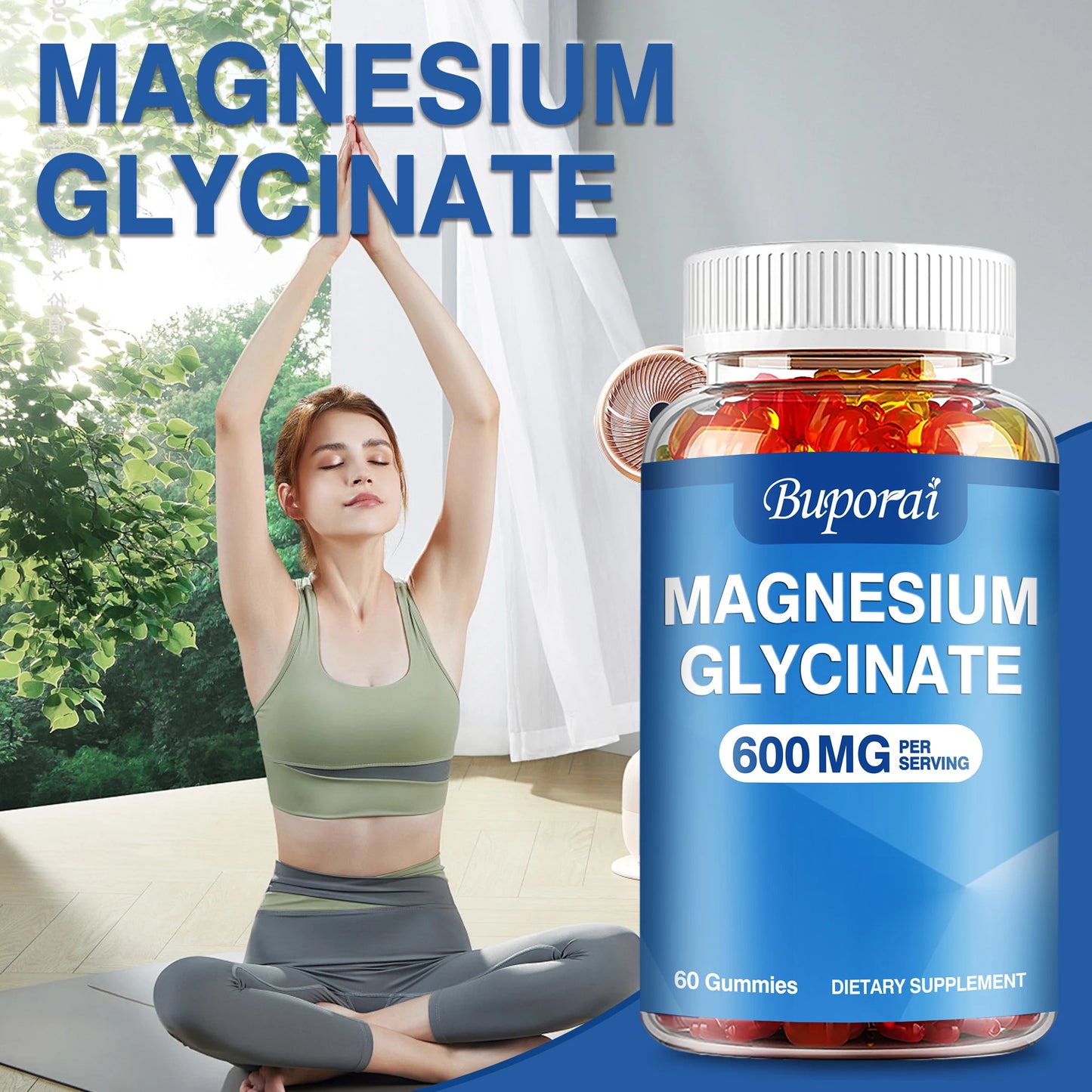 Magnesium Glycinate Gummies - for Relaxation, Cognition & Sleep Quality, Supports Nerve & Bone & Muscle Health - 60 Gummies