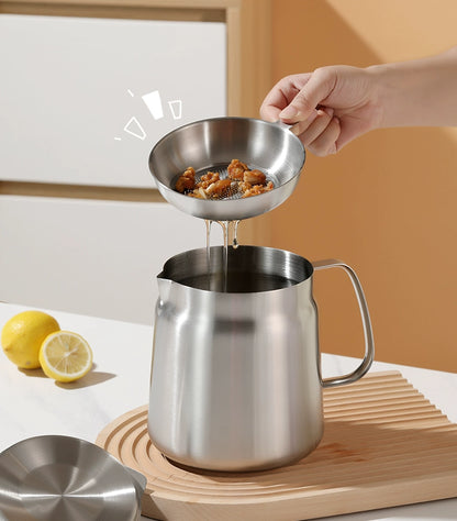304 Stainless Steel Oil Draining Pot For Home Fried Oil Drain Oil Filter Oil Residue Belt Strainer Food Grade Lard Storage Tank