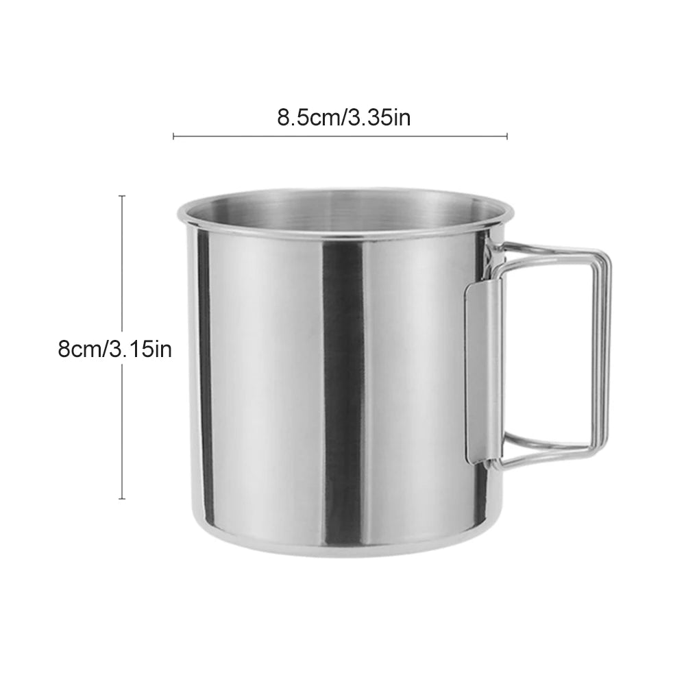 Camping Mug Stainless Steel Coffee Cup Tourist Tableware Picnic Utensils Outdoor Kitchen Equipment Cooking Set Cookware Hiking