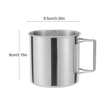 Camping Mug Stainless Steel Coffee Cup Tourist Tableware Picnic Utensils Outdoor Kitchen Equipment Cooking Set Cookware Hiking