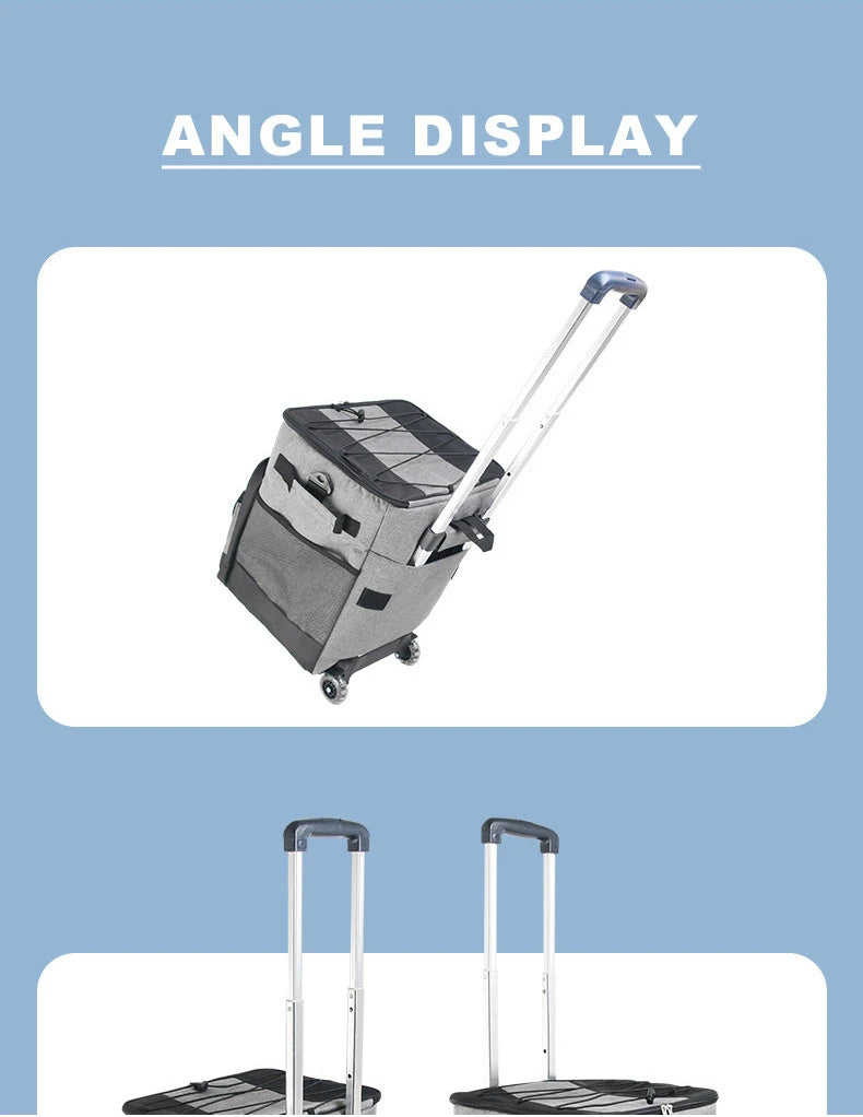 Camping Cooler Portable Insulated Cooler Bag with Wheels and Handle Ideal for Festivals Picnics Outdoor Camping Supply Accessory