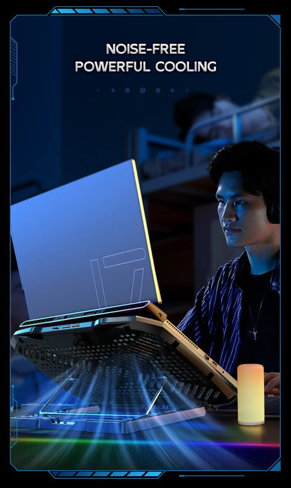 COOLCOLD Gaming Laptop Cooling Pad 3 Big Fans for 10-17 Inch Notebook, Laptop Cooler with 5 Height Adjustable, 2 USB Ports