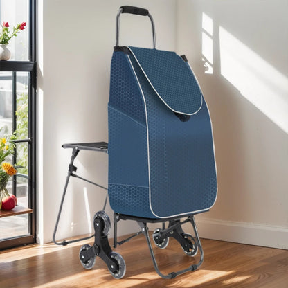 Shopping Cart for Groceries Luggage Cart Portable Utility Shopping Cart Heavy Duty Grocery Cart with Climbing Stair Wheels