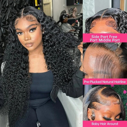Cur Wig Human Hair Deep Wave HD 13x4 Lace Frontal Wig Human Hair Wig Water Wave 4x4 Lace Closure 200% 13X6 HD Lace Frontal Wig