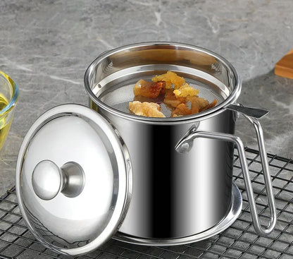 304 Stainless Steel Oil Filter Pot with Lid Deep Fryer Pasta Strainer Basket Chicken Fried Food Strainer Household Kitchen Tools