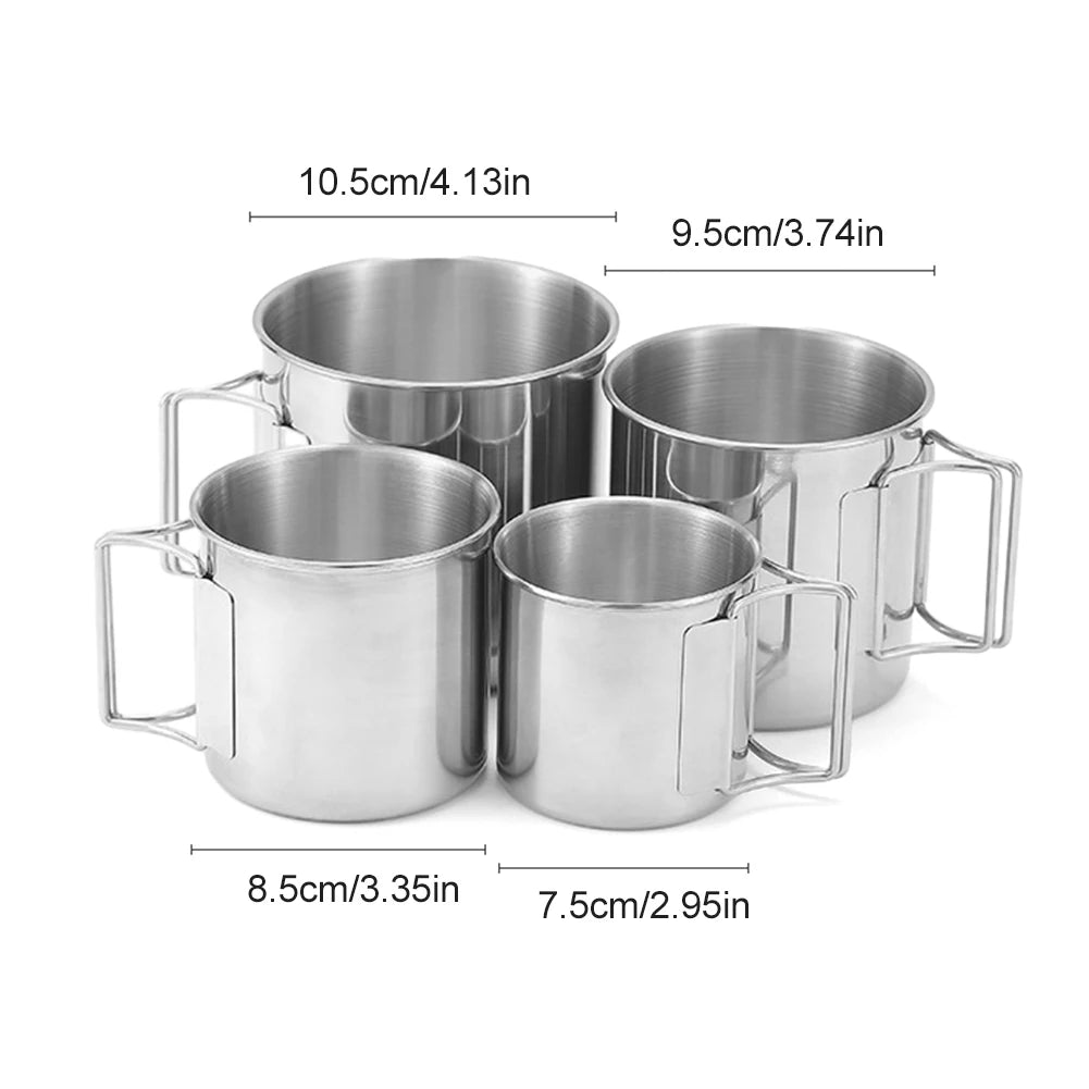 Camping Mug Stainless Steel Coffee Cup Tourist Tableware Picnic Utensils Outdoor Kitchen Equipment Cooking Set Cookware Hiking