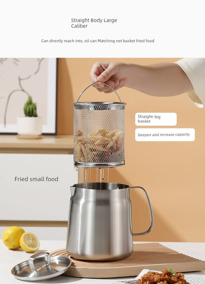 304 Stainless Steel Oil Draining Pot For Home Fried Oil Drain Oil Filter Oil Residue Belt Strainer Food Grade Lard Storage Tank