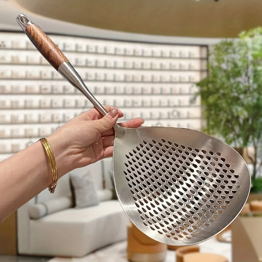 1 piece of stainless steel large strainer skimmer, kitchen filter for frying and hot pot, drainage accessory for cooking
