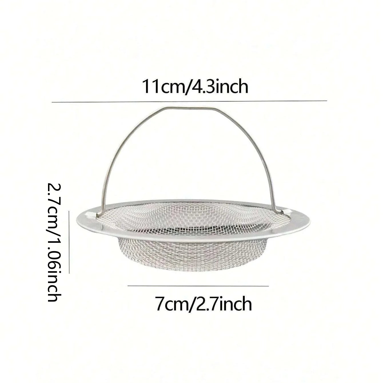 1/2/3Pcs Kitchen Sink Strainer With Handle Stainless Steel Mesh Filter Drain Stopper Food Residue Hair Catcher Prevents Clogs