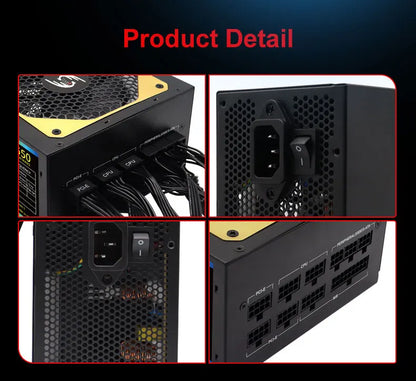 550W Power Supply Fully Modular PSU ARGB Gaming PC Power Supply 20+4Pin Connector with 120mm Low-Noise FDB Fan