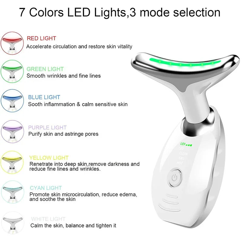 EMS Microcurrent Chin Lifting Face Neck Beauty Device LED Photon Firming Rejuvenation Anti Wrinkle Skin Care Facial Massager