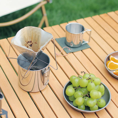Camping Mug Stainless Steel Coffee Cup Tourist Tableware Picnic Utensils Outdoor Kitchen Equipment Cooking Set Cookware Hiking