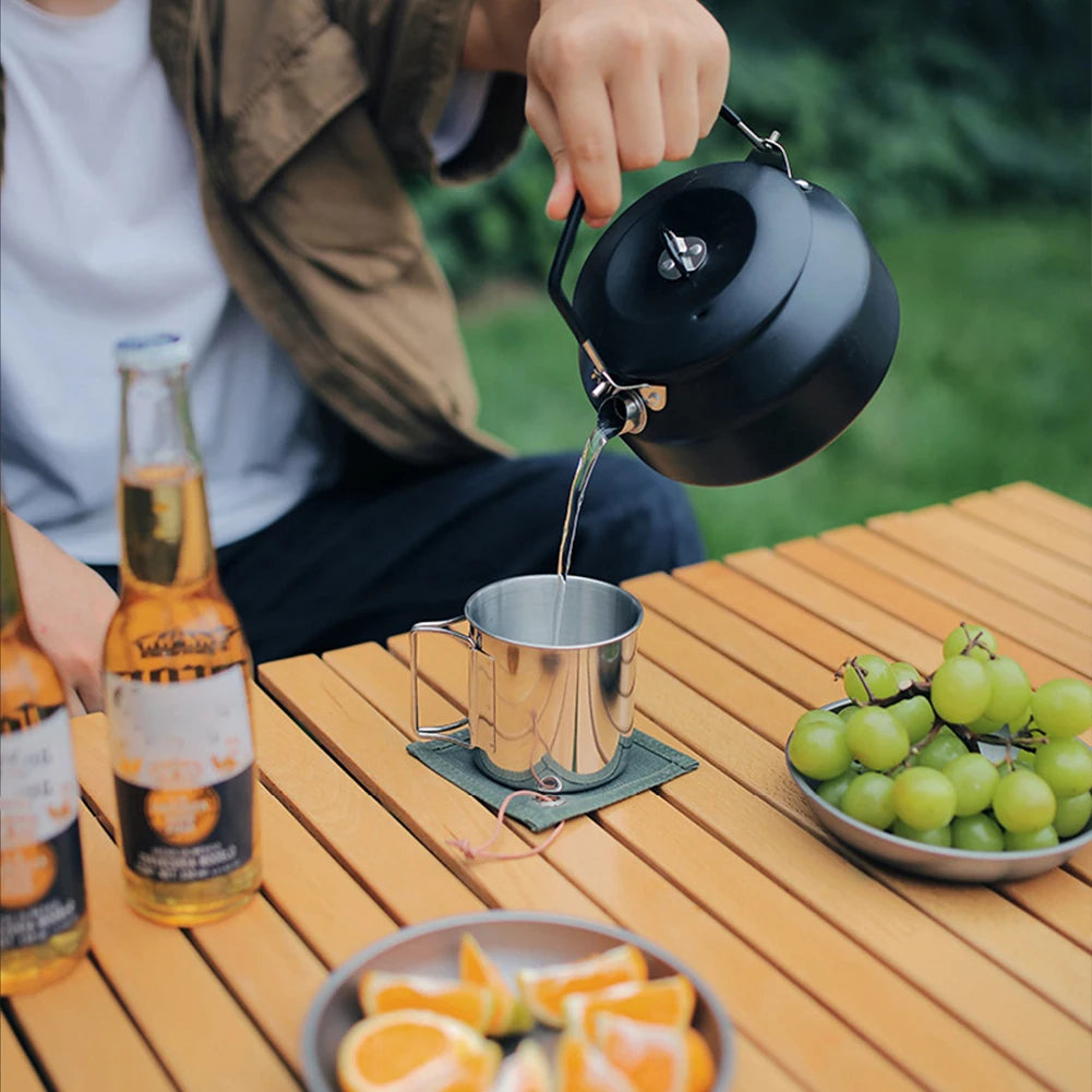 Camping Mug Stainless Steel Coffee Cup Tourist Tableware Picnic Utensils Outdoor Kitchen Equipment Cooking Set Cookware Hiking