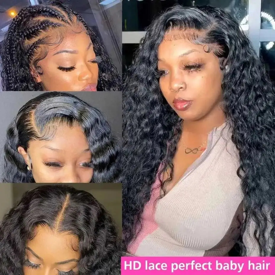 Cur Wig Human Hair Deep Wave HD 13x4 Lace Frontal Wig Human Hair Wig Water Wave 4x4 Lace Closure 200% 13X6 HD Lace Frontal Wig