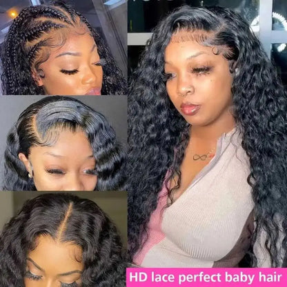 Cur Wig Human Hair Deep Wave HD 13x4 Lace Frontal Wig Human Hair Wig Water Wave 4x4 Lace Closure 200% 13X6 HD Lace Frontal Wig