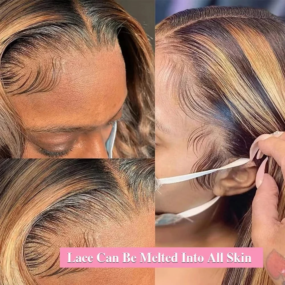 4/27 Highlight Wig Human Hair Honey Blonde Colored Straight 360 lace front wig human hair Brazilian glueless wigs human hair