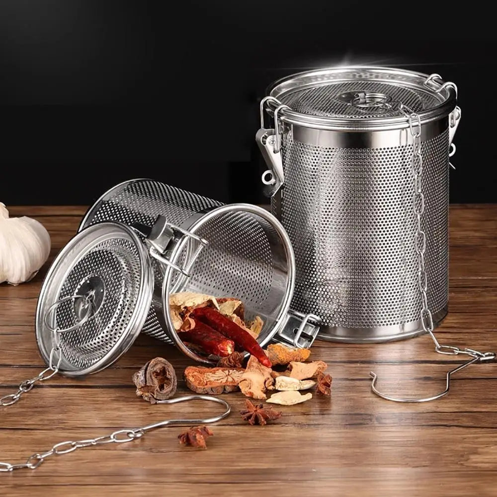 Stew Seasoning Strainer Kitchen Stainless Steel Brine Basket Filter Bag Brine Cage Aniseed Strainer Seasoning Ball Seasoning Box