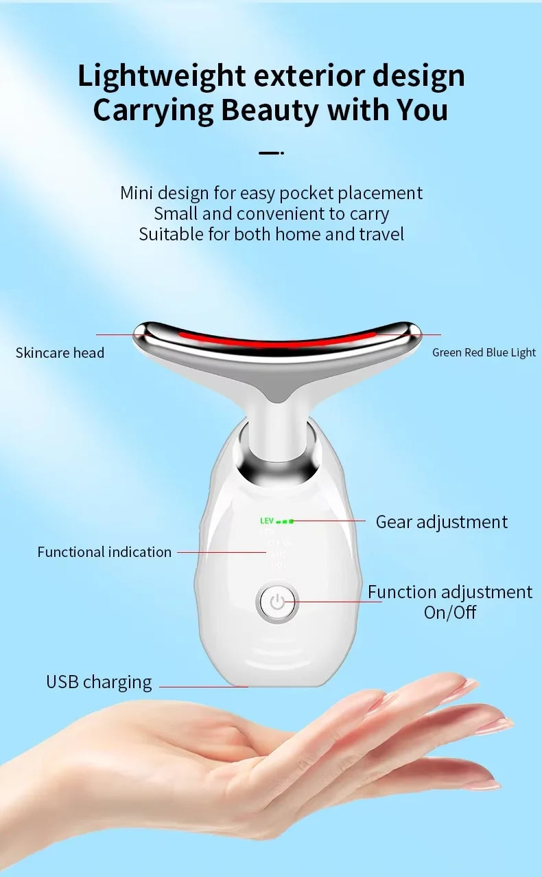 EMS Microcurrent Chin Lifting Face Neck Beauty Device LED Photon Firming Rejuvenation Anti Wrinkle Skin Care Facial Massager