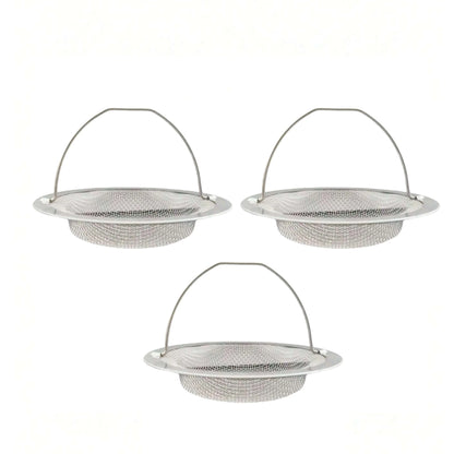 1/2/3Pcs Kitchen Sink Strainer With Handle Stainless Steel Mesh Filter Drain Stopper Food Residue Hair Catcher Prevents Clogs