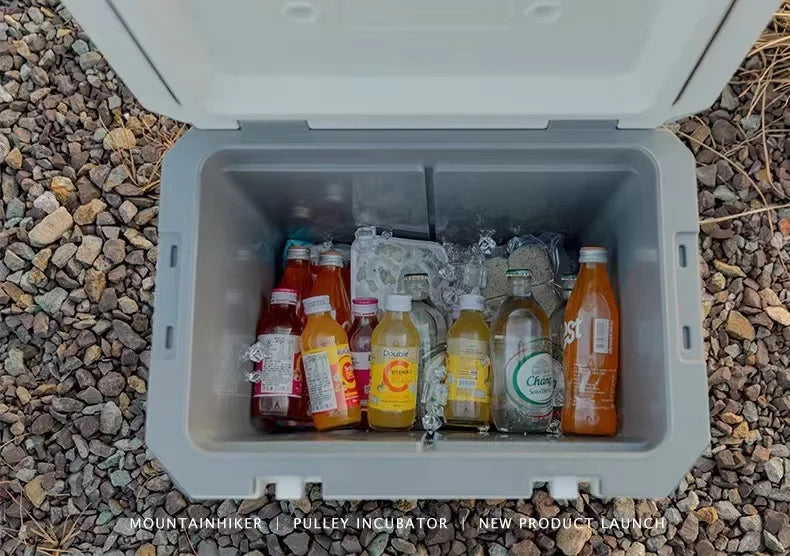 mount peak 38L Outdoor Refrigerator with Trolley Wheels Incubator Portable Warm Box BBQ Car Pulley Warm Box Refrigerator Box