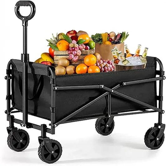 Portable Folding Utility Beach Cart Wagon Heavy Duty Large Capacity Foldable Wagon Outdoor Trolley Portable Garden Camping Cart