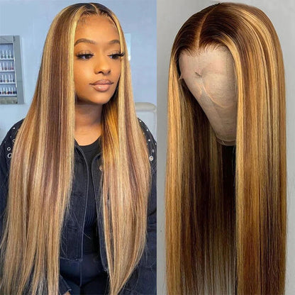 4/27 Highlight Wig Human Hair Honey Blonde Colored Straight 360 lace front wig human hair Brazilian glueless wigs human hair