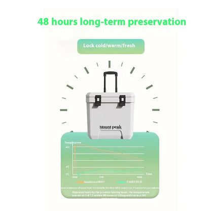 mount peak 38L Outdoor Refrigerator with Trolley Wheels Incubator Portable Warm Box BBQ Car Pulley Warm Box Refrigerator Box