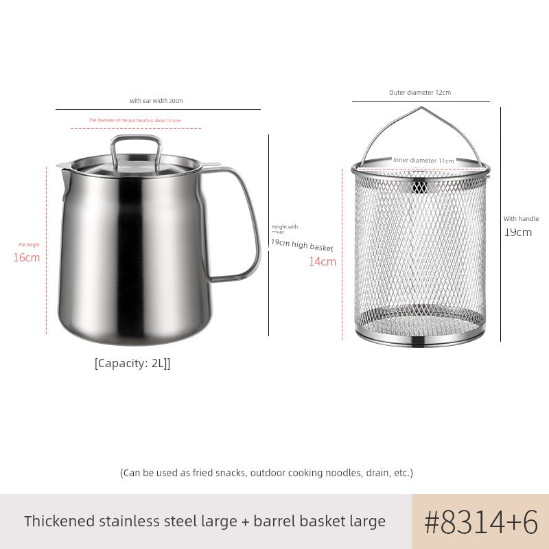 304 Stainless Steel Oil Draining Pot For Home Fried Oil Drain Oil Filter Oil Residue Belt Strainer Food Grade Lard Storage Tank