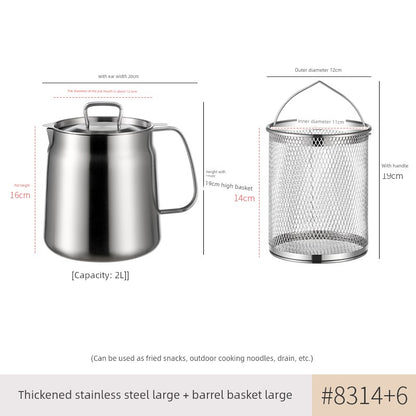 304 Stainless Steel Oil Draining Pot For Home Fried Oil Drain Oil Filter Oil Residue Belt Strainer Food Grade Lard Storage Tank