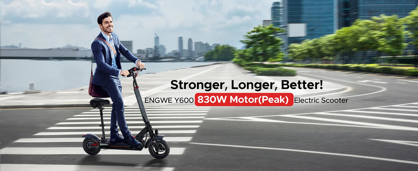 ENGWE 830W Peak Electric Folding Scooter, 48V 18.2AH, 43.5 Miles Range, 28mph, 10*4.0 Tires, Full Suspension, City & Rough Road