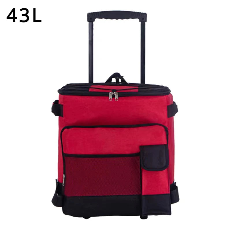 Camping Cooler Portable Insulated Cooler Bag with Wheels and Handle Ideal for Festivals Picnics Outdoor Camping Supply Accessory