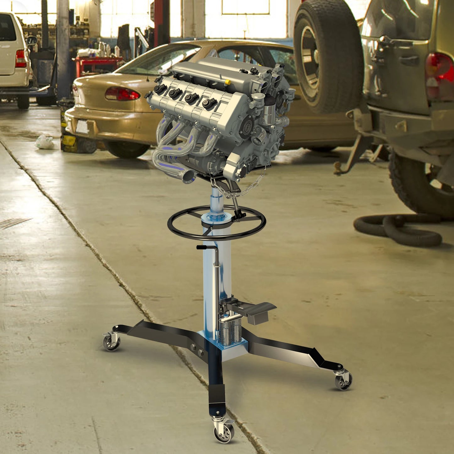 Hydraulic Transmission Jack with 2 Stage Hydraulic Ram,1322lbs Capacity with Foot Pedal,33.4"-68.8" High Lift,2-Stage Hydraulic