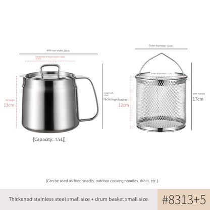 304 Stainless Steel Oil Draining Pot For Home Fried Oil Drain Oil Filter Oil Residue Belt Strainer Food Grade Lard Storage Tank