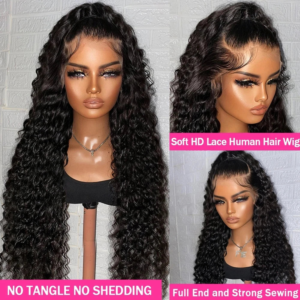Cur Wig Human Hair Deep Wave HD 13x4 Lace Frontal Wig Human Hair Wig Water Wave 4x4 Lace Closure 200% 13X6 HD Lace Frontal Wig