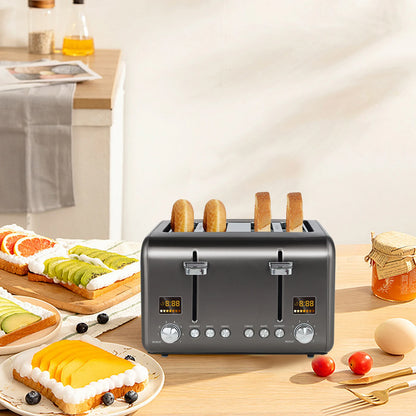 4 Slice Toaster,Stainless,Smart Control,7 Bread Shade Settings,1.4'' Wide Slots,4-in-1 Functions,Removable Crumb Tray,Grey,1800W