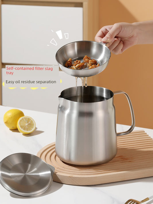 304 Stainless Steel Oil Draining Pot For Home Fried Oil Drain Oil Filter Oil Residue Belt Strainer Food Grade Lard Storage Tank