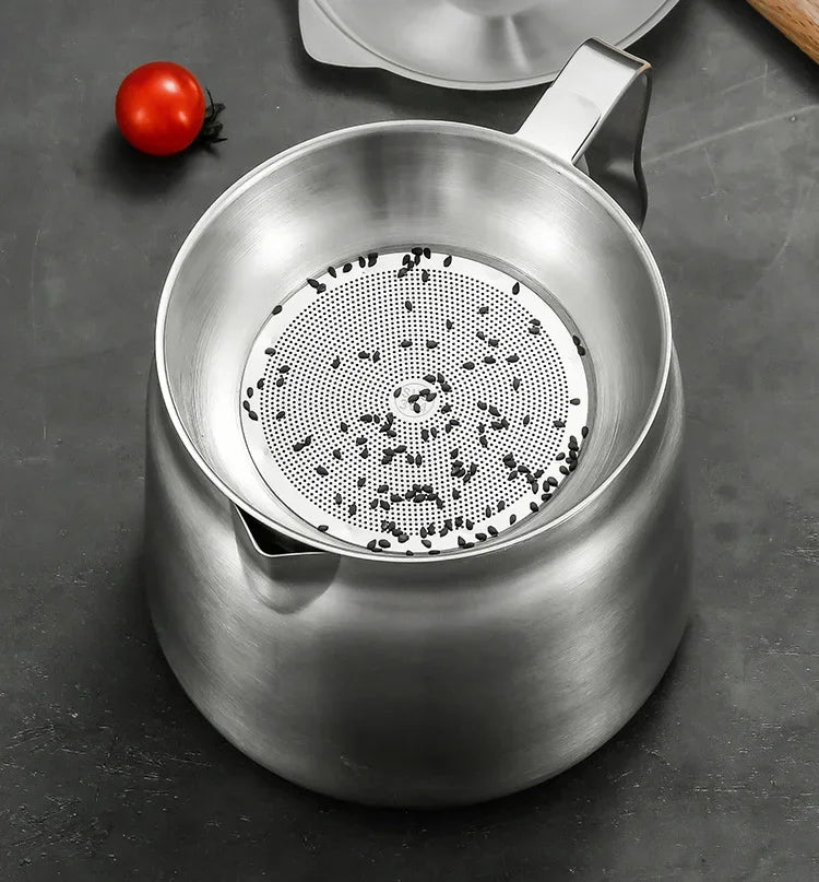 304 Stainless Steel Oil Filter Pot with Lid Deep Fryer Pasta Strainer Basket Chicken Fried Food Strainer Household Kitchen Tools