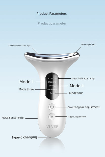 French Vlvee Beauty Instrument For Home Facial Massage Instrument Neck Pattern French Pattern Lifting and Tightening Handy Gadget Inductive Therapeutical Instrument
