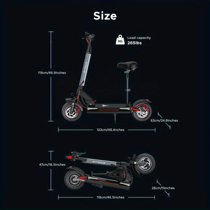 ENGWE 830W Peak Electric Folding Scooter, 48V 18.2AH, 43.5 Miles Range, 28mph, 10*4.0 Tires, Full Suspension, City & Rough Road